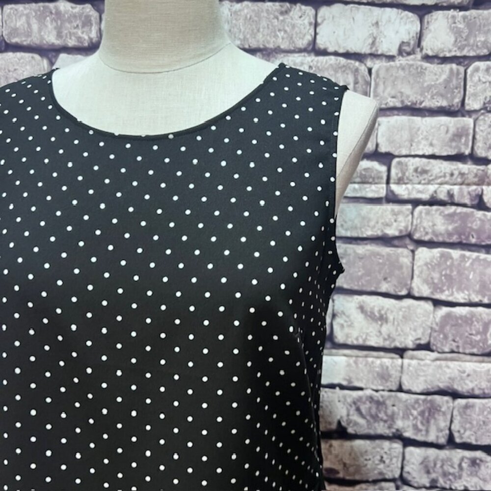 Talbots Black & White Polka Dot Blouse W/ Peplum Bottom Size 10 - Picture 2 of 8
